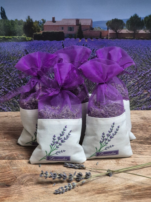 Geurzakjes met biologische lavendel uit de Provence - 6 stuks paars lavender