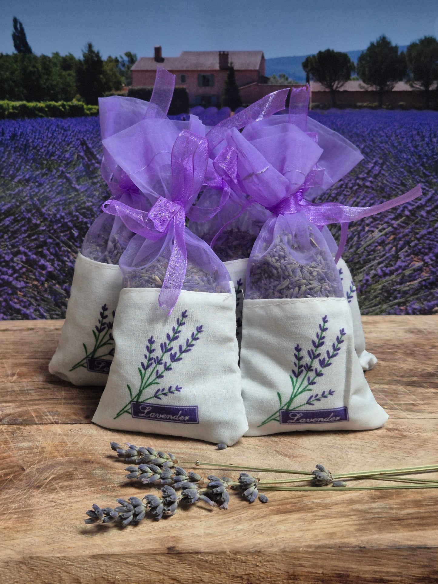 Geurzakjes met biologische lavendel uit de Provence - 6 stuks lila lavender