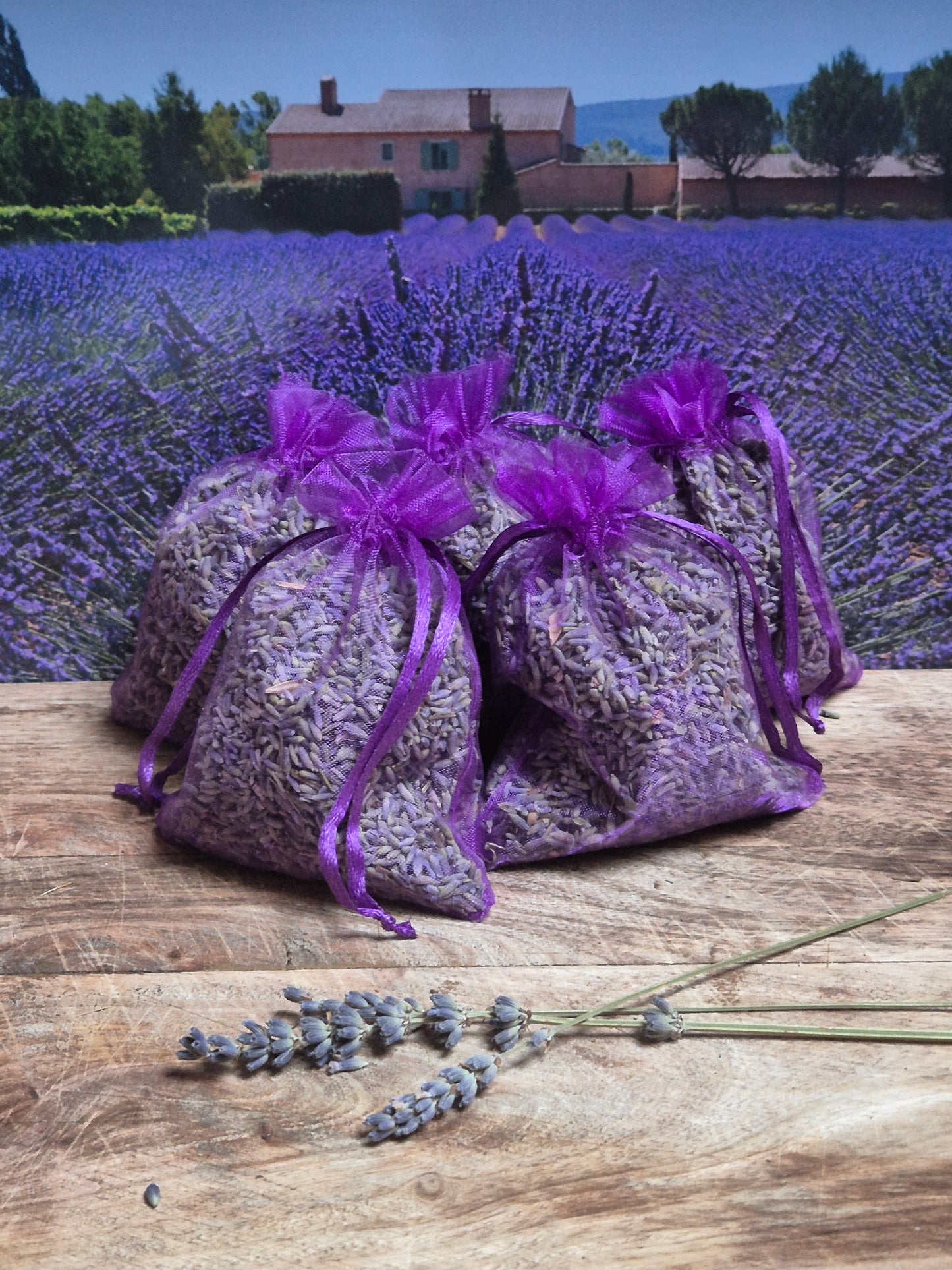 Geurzakjes met biologische lavendel uit de Provence - 6 stuks paars